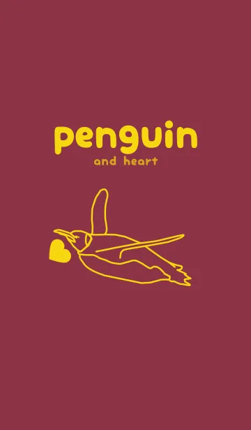 ペンギンとハート (クリムソン)のLINE着せ替え