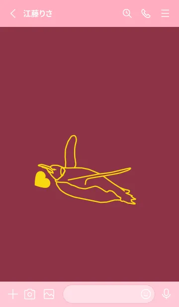 [LINE着せ替え] ペンギンとハート (クリムソン)の画像3