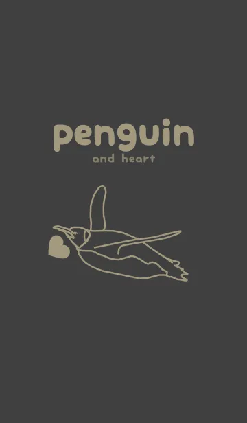 [LINE着せ替え] ペンギンとハート (黒柿色)の画像1
