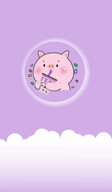 [LINE着せ替え] Simple Pig Pig  Love Purple Theme (JP)の画像1