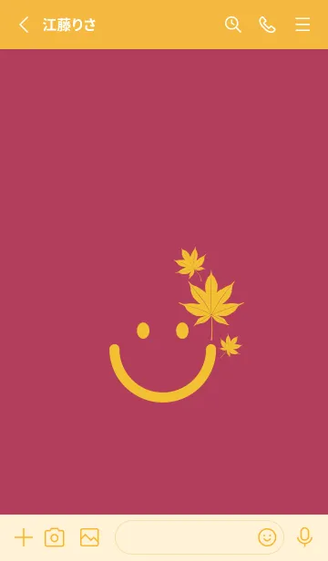 [LINE着せ替え] スマイル＆紅葉 ワインレッドの画像3