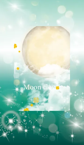 [LINE着せ替え] 青緑 : 黄金の満月と幸運四葉の画像1