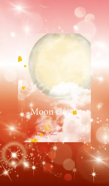 [LINE着せ替え] 赤 : 黄金の満月と幸運四葉の画像1