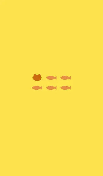 [LINE着せ替え] ねことおさかな(orange&yellow)の画像1