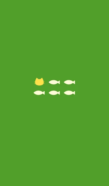 [LINE着せ替え] ねことおさかな(yellow&green)の画像1