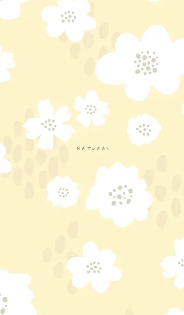 白いお花と点々 イエロー4のLINE着せ替え