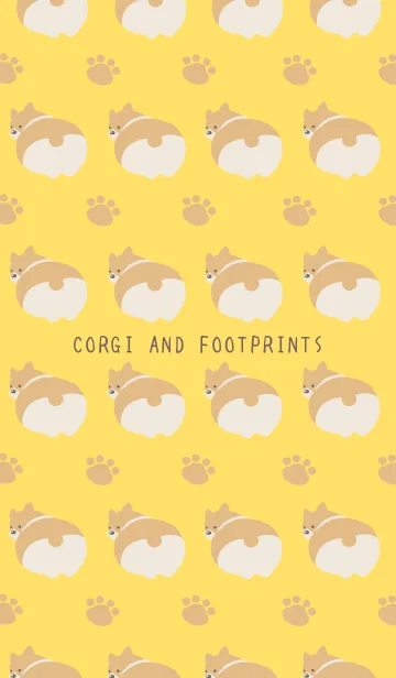 [LINE着せ替え] コーギーと足跡の着せかえ/イエローの画像1
