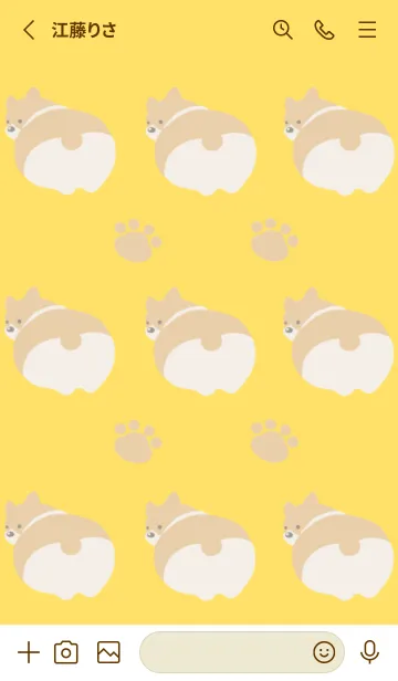 [LINE着せ替え] コーギーと足跡の着せかえ/イエローの画像3