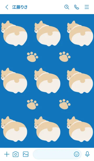 [LINE着せ替え] コーギーと足跡の着せかえ/ブルー/ホワイトの画像3