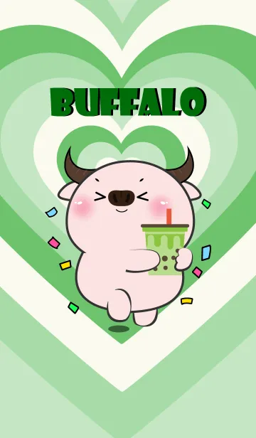 [LINE着せ替え] Pink Buffalo Like Green Color Theme (JP)の画像1