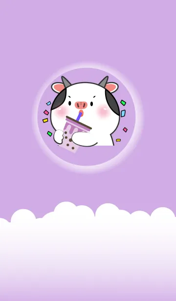 [LINE着せ替え] Simple Cow Love Purple Theme (JP)の画像1