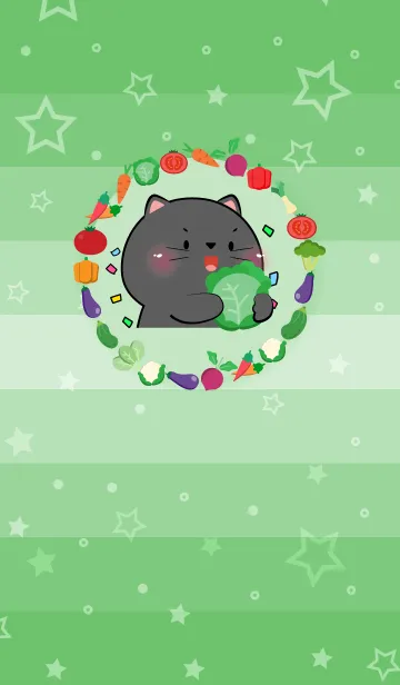 Simple Black Cat With Vegetable (JP)の着せ替えメイン画像