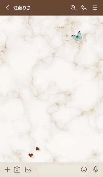 [LINE着せ替え] 花と蝶とマーブル♥ブラウン03_1の画像3