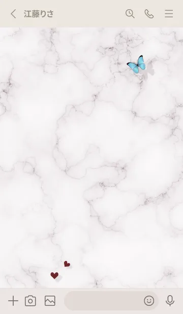 [LINE着せ替え] 花と蝶とマーブル♥グレージュ02_1の画像3