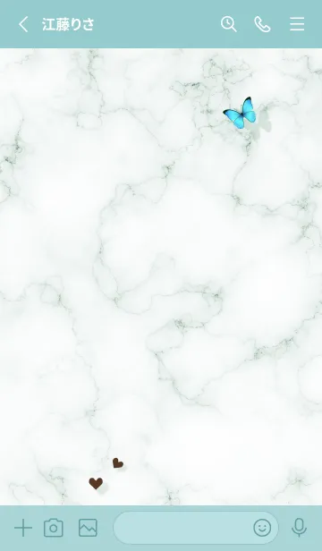 [LINE着せ替え] 花と蝶とマーブル♥ブルーグリーン06_1の画像3