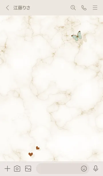 [LINE着せ替え] 花と蝶とマーブル♥ベージュ05_1の画像3