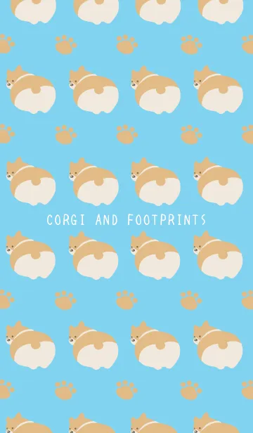 [LINE着せ替え] コーギーと足跡の着せかえ/ライトブルーの画像1