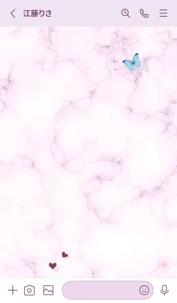 [LINE着せ替え] 花と蝶とマーブル♥パープル14_1の画像3