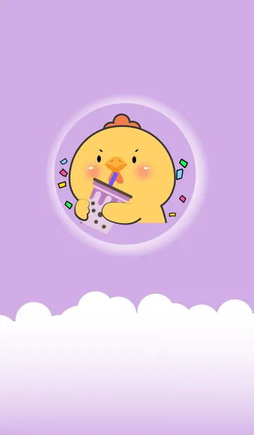[LINE着せ替え] Simple Chicken Love Purple Theme (JP)の画像1