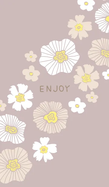 [LINE着せ替え] 白とベージュのお花 斜め23の画像1