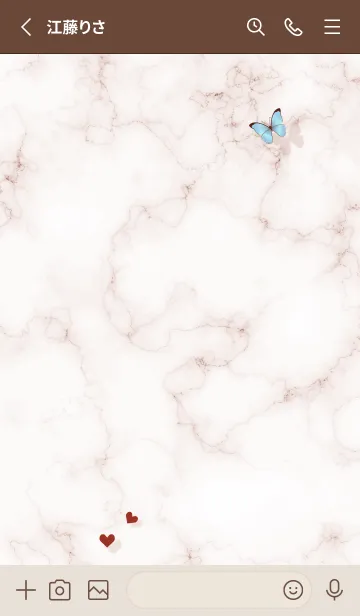 [LINE着せ替え] 花と蝶とマーブル♥ピンクブラウン08_1の画像3