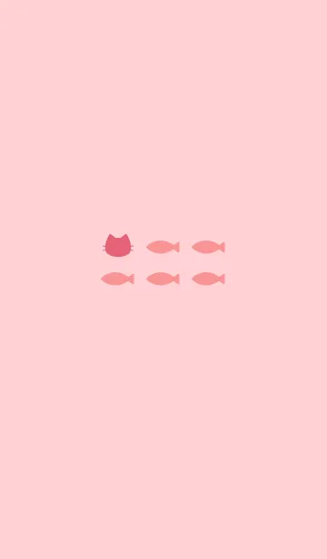[LINE着せ替え] ねことおさかな(salmon pink)の画像1