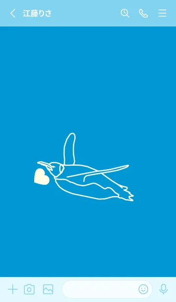 [LINE着せ替え] ペンギンとハート (Pale yacht blue)の画像3
