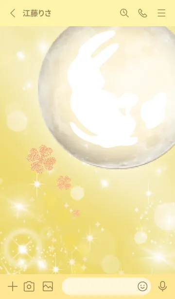 [LINE着せ替え] ゴールド : 幸運の月と兎と四葉の画像3