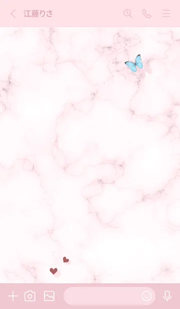 [LINE着せ替え] 花と蝶とマーブル♥ピンク10_1の画像3