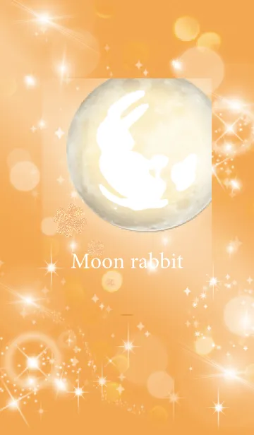 [LINE着せ替え] オレンジ : 幸運の月と兎と四葉の画像1