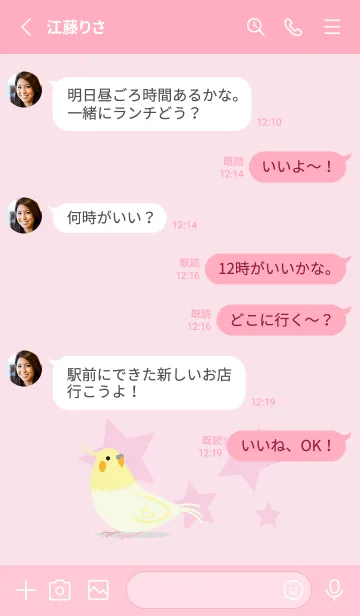 [LINE着せ替え] オカメインコ ピンク＆ピンクの画像4