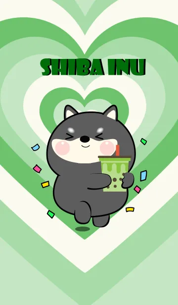 [LINE着せ替え] Black Shiba Inu Like Green Color  (JP)の画像1