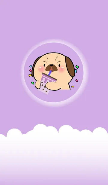 [LINE着せ替え] Simple Pug Dog Love Purple Theme (JP)の画像1