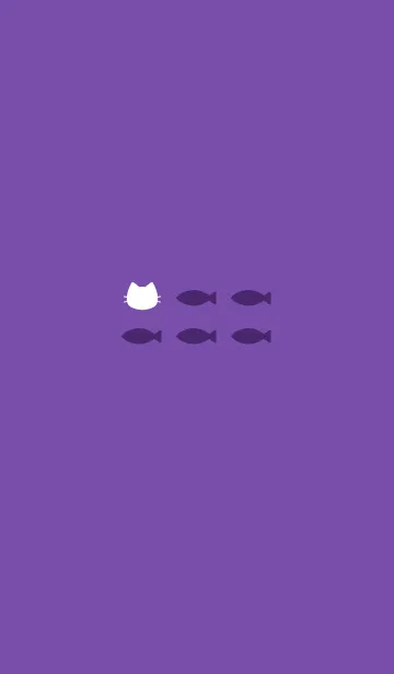 [LINE着せ替え] ねことおさかな(purple&white)の画像1