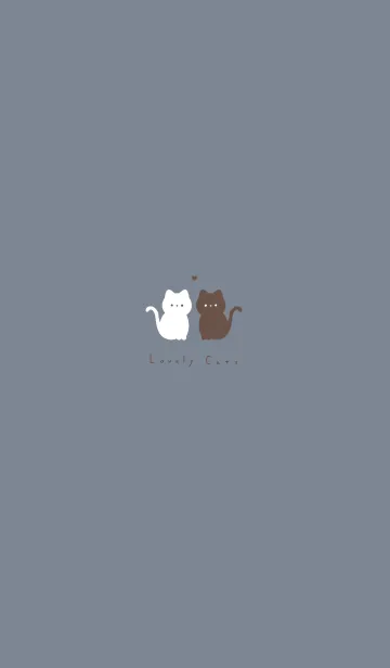 白黒ねこさん。グレーブルーとブラウンのLINE着せ替え