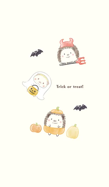 [LINE着せ替え] ハリネズミとハロウィン -ベージュ-の画像1