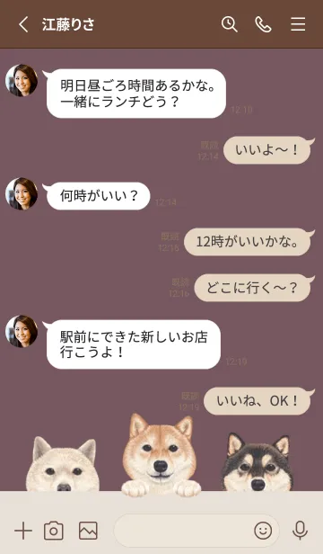 [LINE着せ替え] ワンワン！- 柴犬 - ダスティローズの画像4