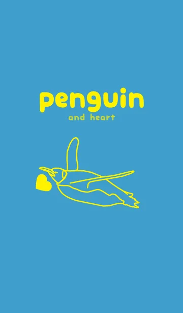[LINE着せ替え] ペンギンとハート (ヨットブルー)の画像1