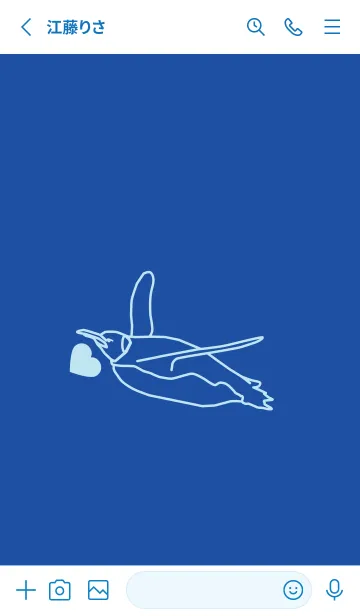 [LINE着せ替え] ペンギンとハート (瑠璃色)の画像3