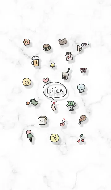 [LINE着せ替え] ハッピーアイコンとマーブル♥ホワイト01_1の画像1
