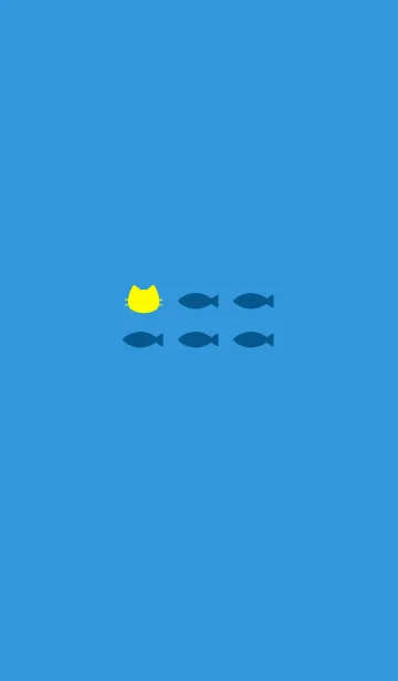 [LINE着せ替え] ねことおさかな(blue&yellow)の画像1