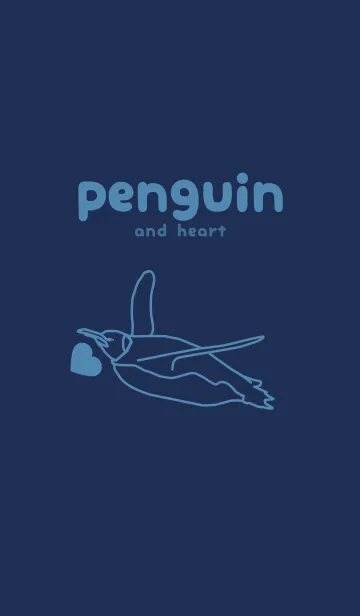 [LINE着せ替え] ペンギンとハート (ネービーブルー)の画像1