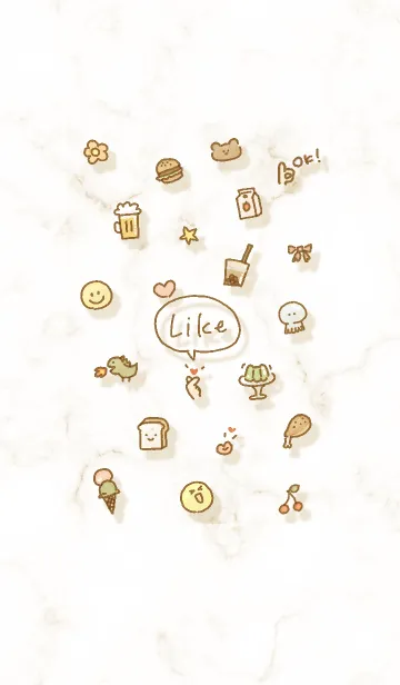 [LINE着せ替え] ハッピーアイコンとマーブル♥ベージュ05_1の画像1