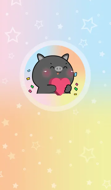 [LINE着せ替え] Simple Black Pig & Pastel Theme (JP)の画像1