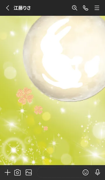 [LINE着せ替え] 黒と黄色 : 幸運の月と兎と四葉の画像3