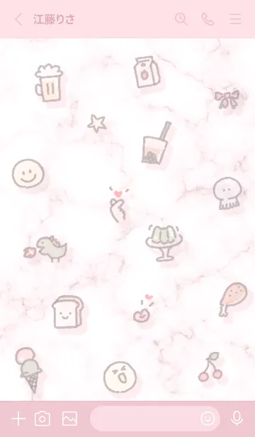 [LINE着せ替え] ハッピーアイコンとマーブル♥ピンク11_1の画像3