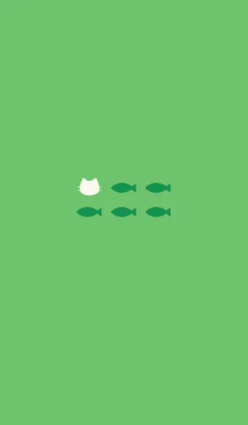 [LINE着せ替え] ねことおさかな(green)の画像1