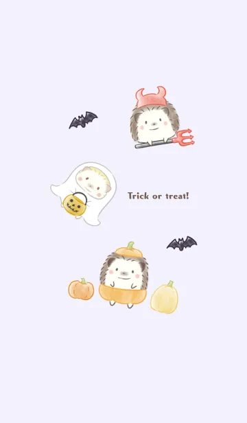 [LINE着せ替え] ハリネズミとハロウィン -パープル-の画像1