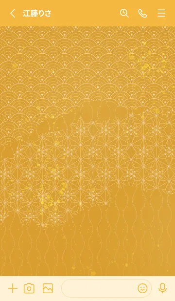 [LINE着せ替え] 音楽和柄 青海波・麻の葉・立涌 銀杏色の画像3