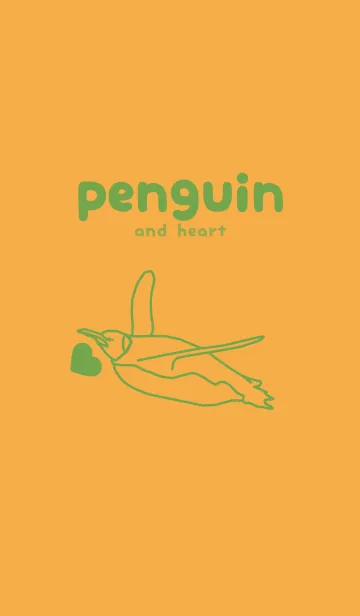 [LINE着せ替え] ペンギンとハート (柑子色)の画像1